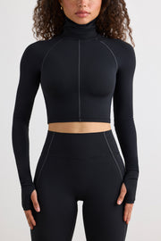 Oh Polly Bo+Tee top court noir col montant sport