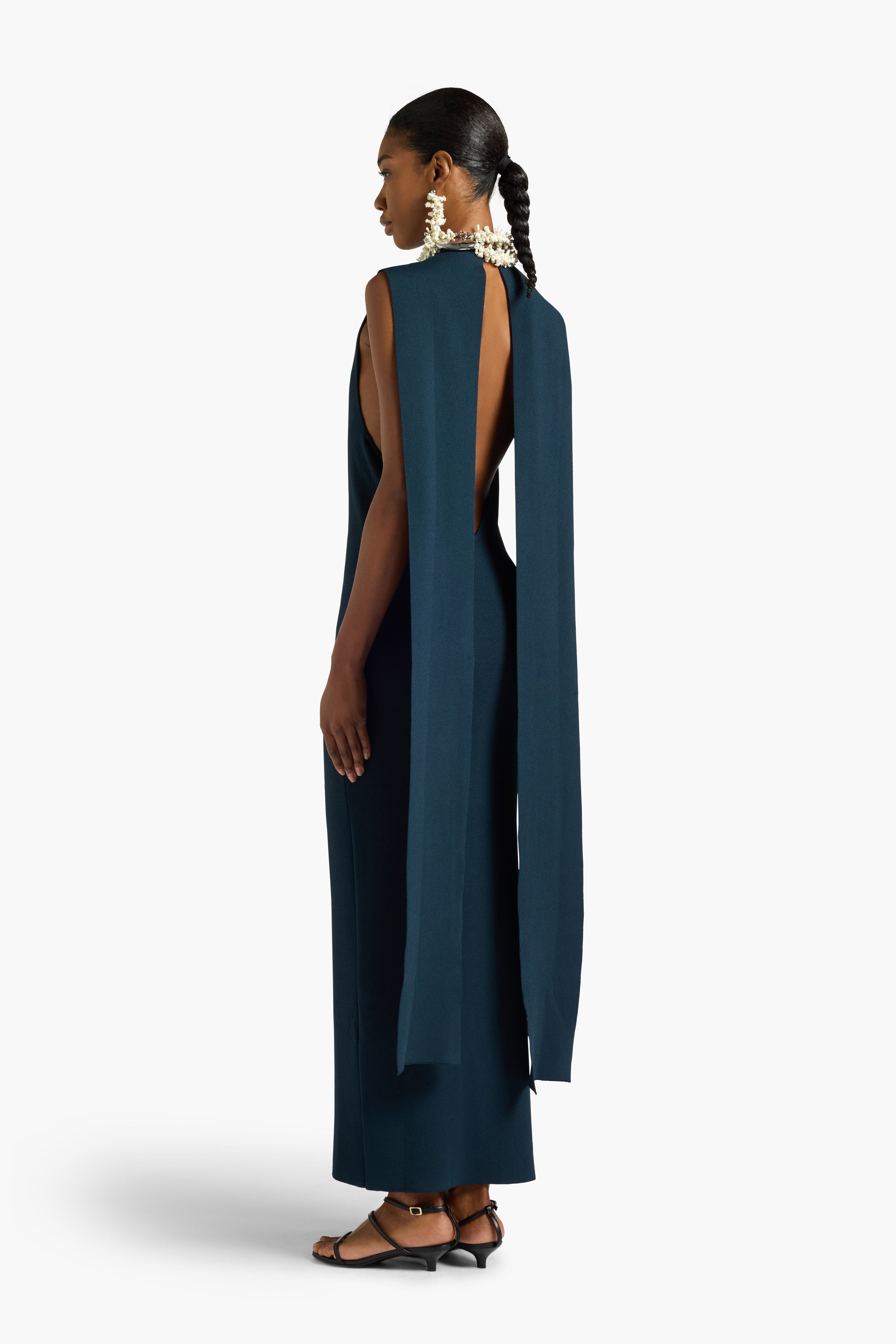 Liviana Conti Breanna robe longue viscose stretch bleue