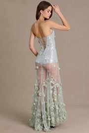 Oh Polly Embellished Robe Corset Tulle 15753 Vert Sauge