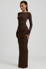 Oh Polly Regine robe longue marron chocolat modal