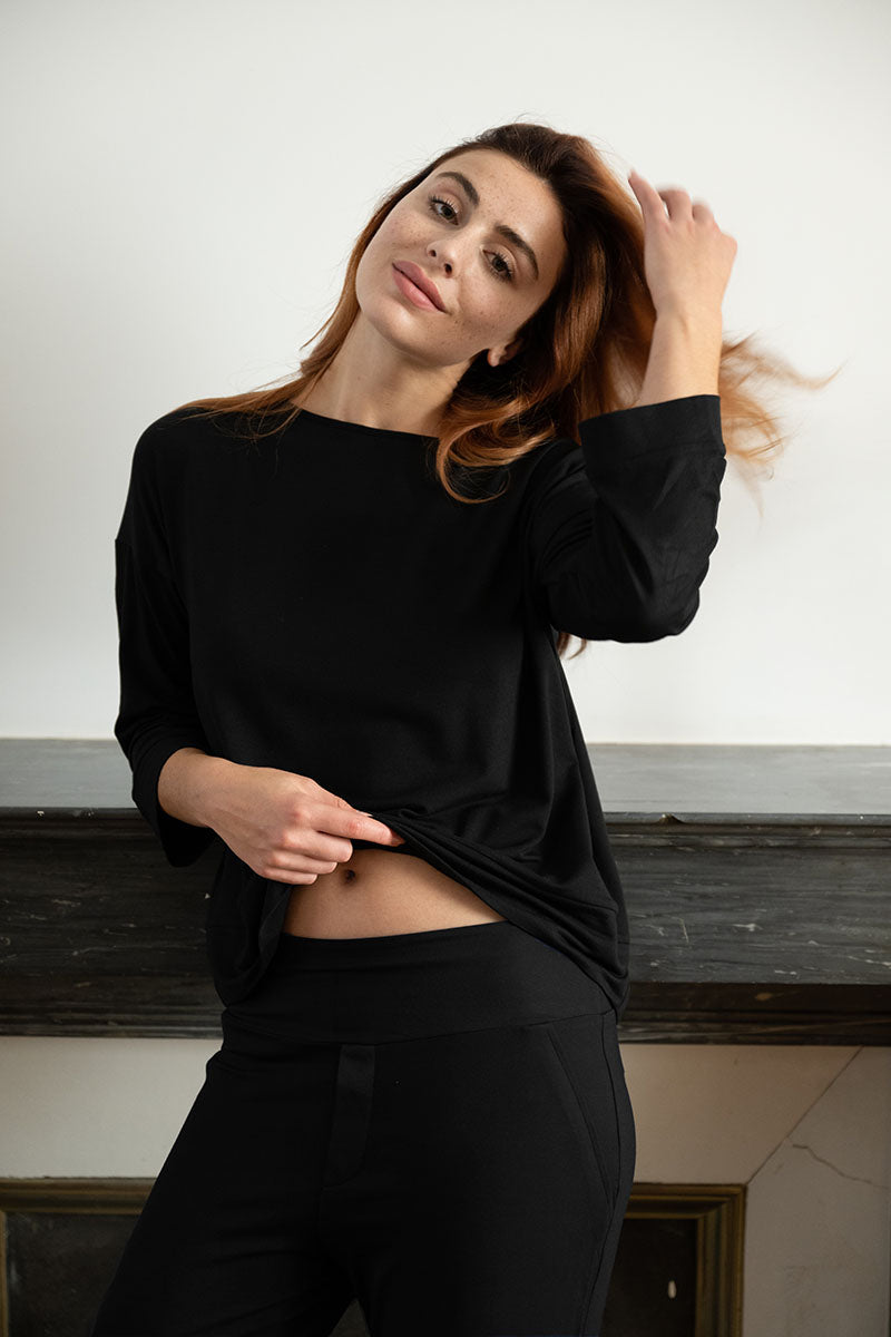 Thelma & Rose Léo pantalon carotte noir jersey taille 34-44