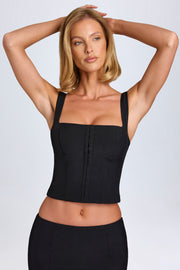 Oh Polly Tallie top corset noir à agrafes
