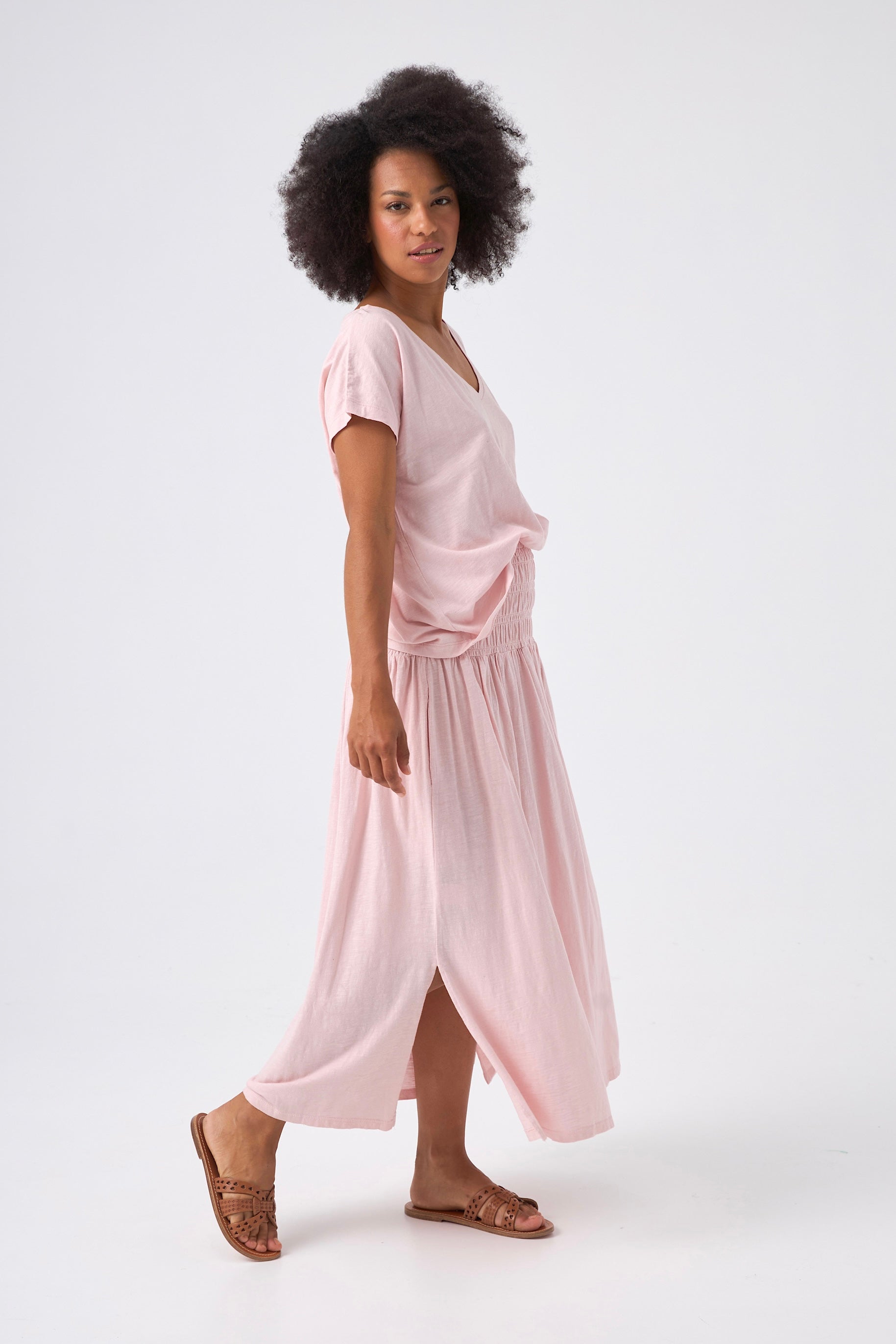 Chicosoleil Wendy jupe longue coton rose romance