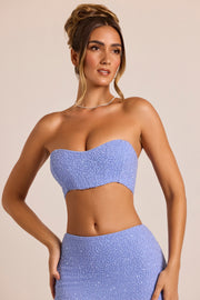 Oh Polly Loire Top Corset Bustier Bleu Perles
