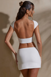 Oh Polly Tula jupe ultra mini blanche bodycon fendue