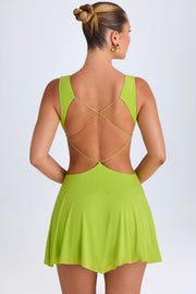 Oh Polly Kalista mini-robe vert lime dos ouvert