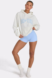 Oh Polly Oversized Applique Hoodie sweat femme écru pois