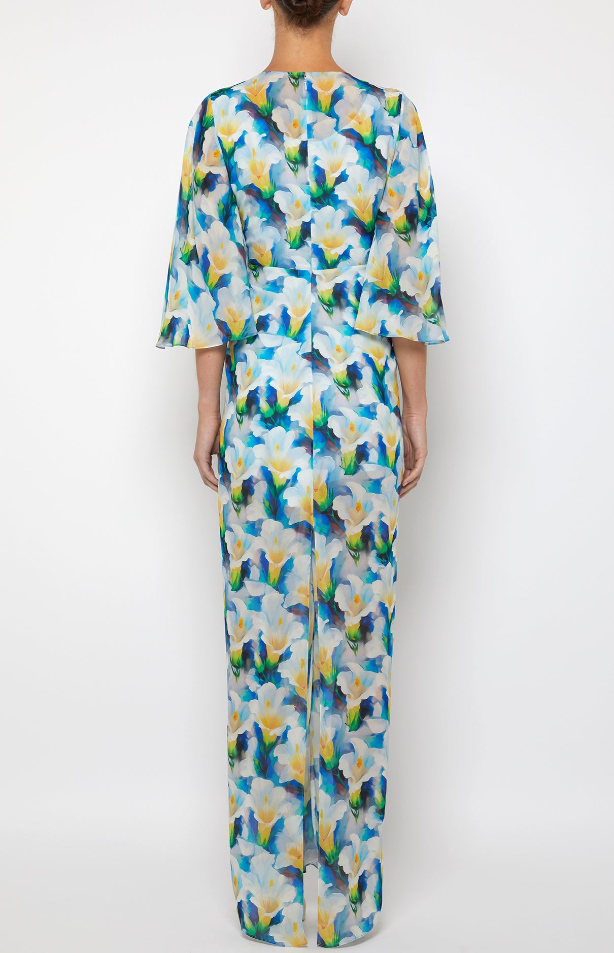 Prabal Gurung 3/4 Sleeve Maxi Dress robe blue multi