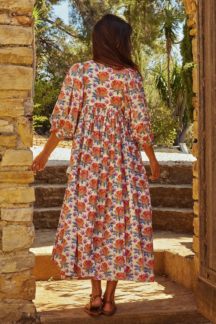 Chicosoleil Anika robe longue coton fleurs Woodstock