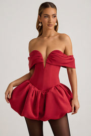 Oh Polly Jessamy robe mini corset rouge épaules dénudées