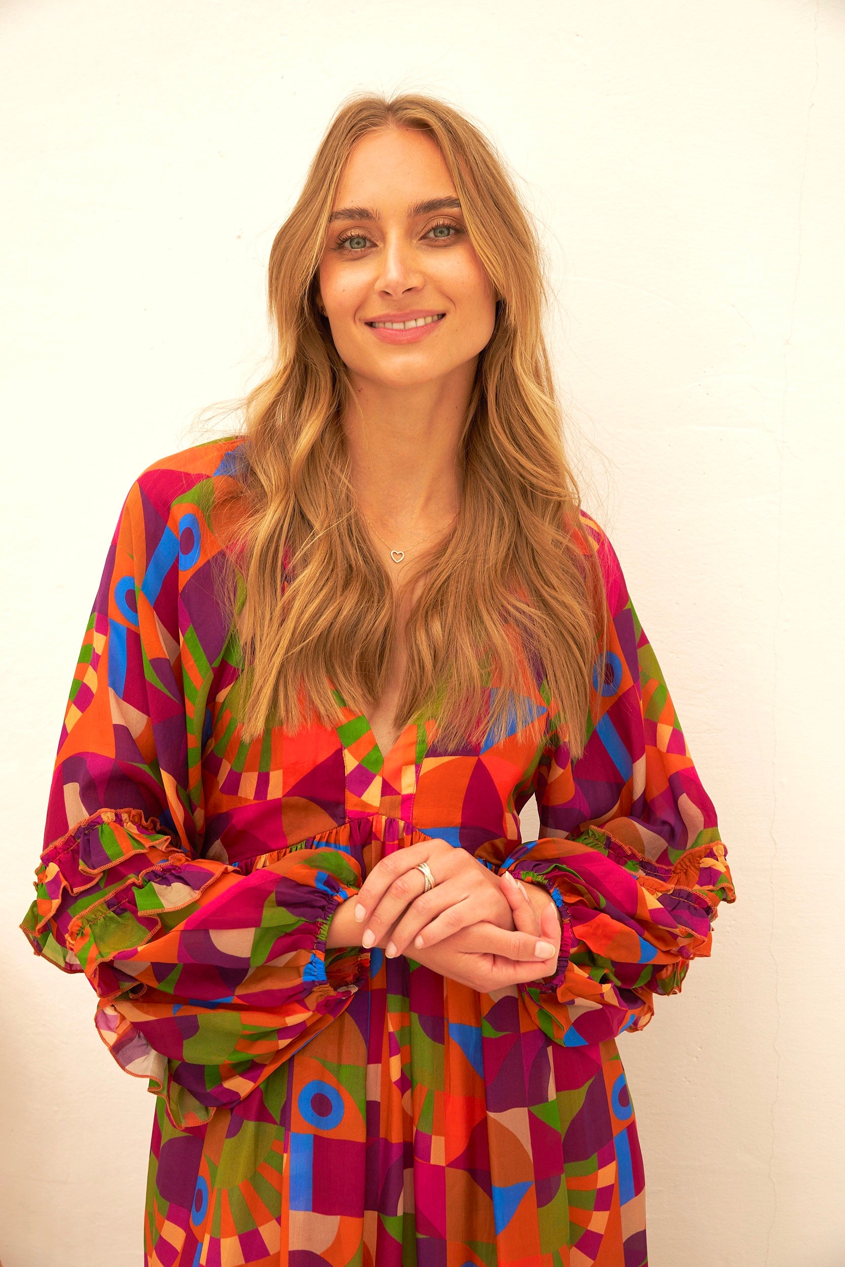 Chicosoleil Robes Georgette robe longue toucan viscose manches ballons