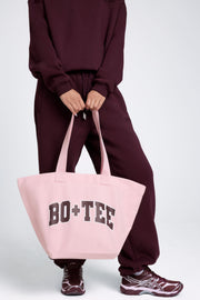 Bo+Tee Tote Bag Cabas Rose Pâle Toile de Coton Zippé