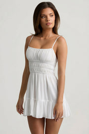 Oh Polly Tessara 14552 robe mini blanche smockée bretelles