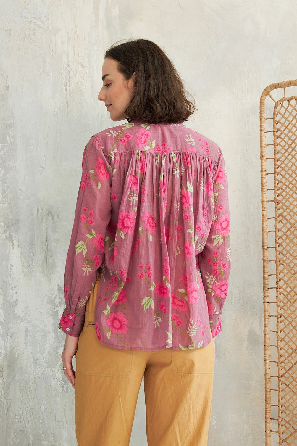 Chicosoleil Meera chemise rose garden violine coton