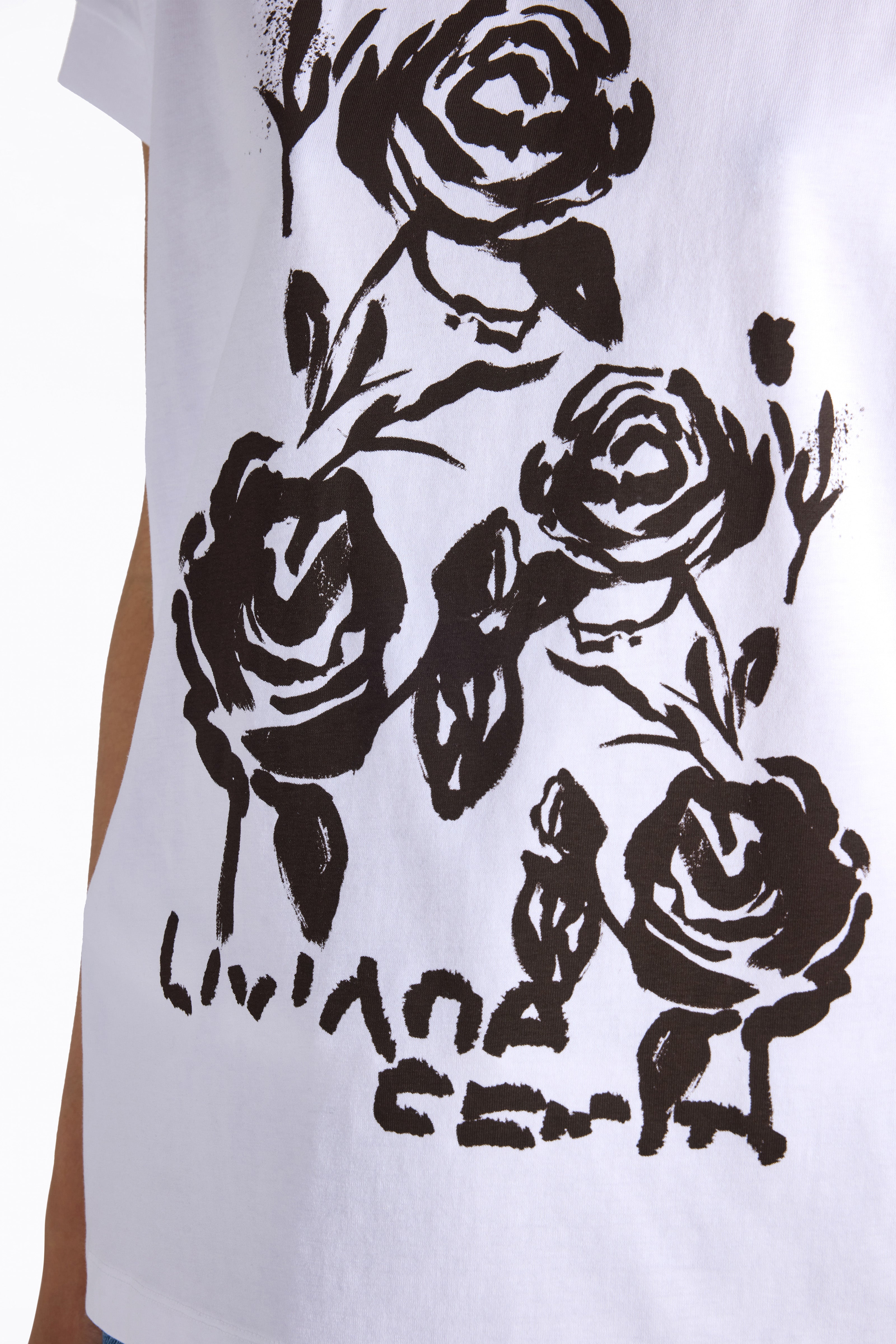 Liviana Conti Nayra t-shirt coton blanc imprimé roses