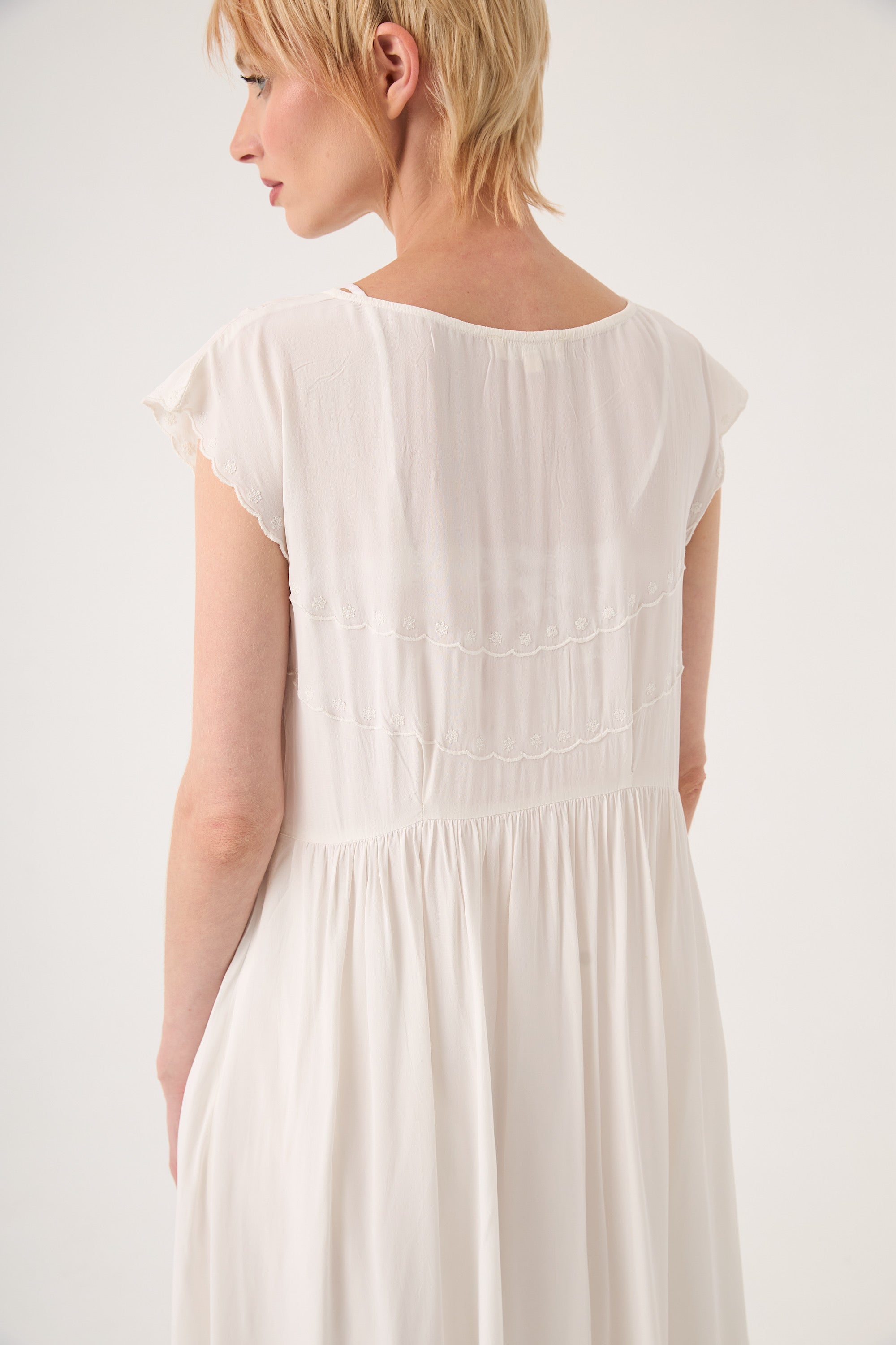 Chicosoleil Nanette robe longue ivoire satin viscose