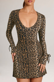 Oh Polly Dresses Iskra mini robe léopard modal col V