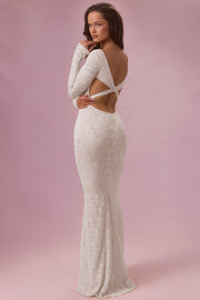 Oh Polly Isolde robe maxi perle dentelle dos nu