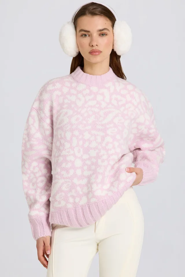 Oh Polly Knitwear BT2380 pull oversize rose jacquard laine