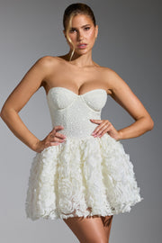Oh Polly Embellished Evanthe 8064 robe mini corset blanc fleurs