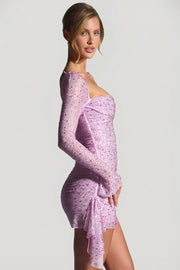 Oh Polly Marilla 9738 robe mini rose strass drapée
