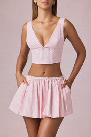 Oh Polly Tops Magda 14400 crop top rose rayé coton