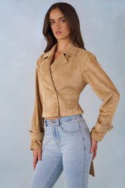 Oh Polly Coats Jackets Noelie Veste Tan suédine ceinturée