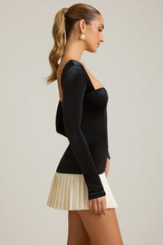 Oh Polly Darline robe mini corset plissée noire velours
