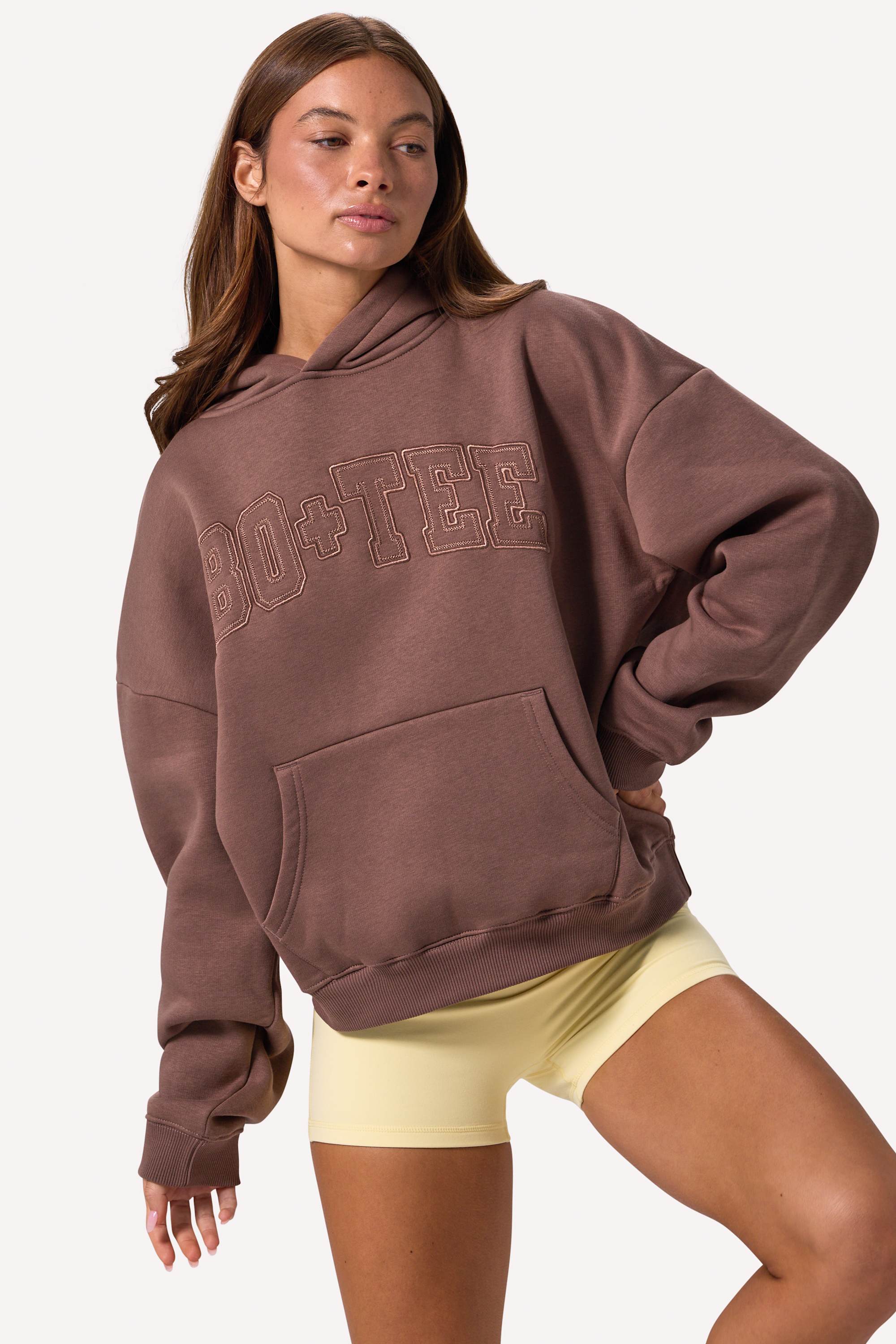 Oh Polly Knitwear Hoodie oversize BT02578 Cocoa coton