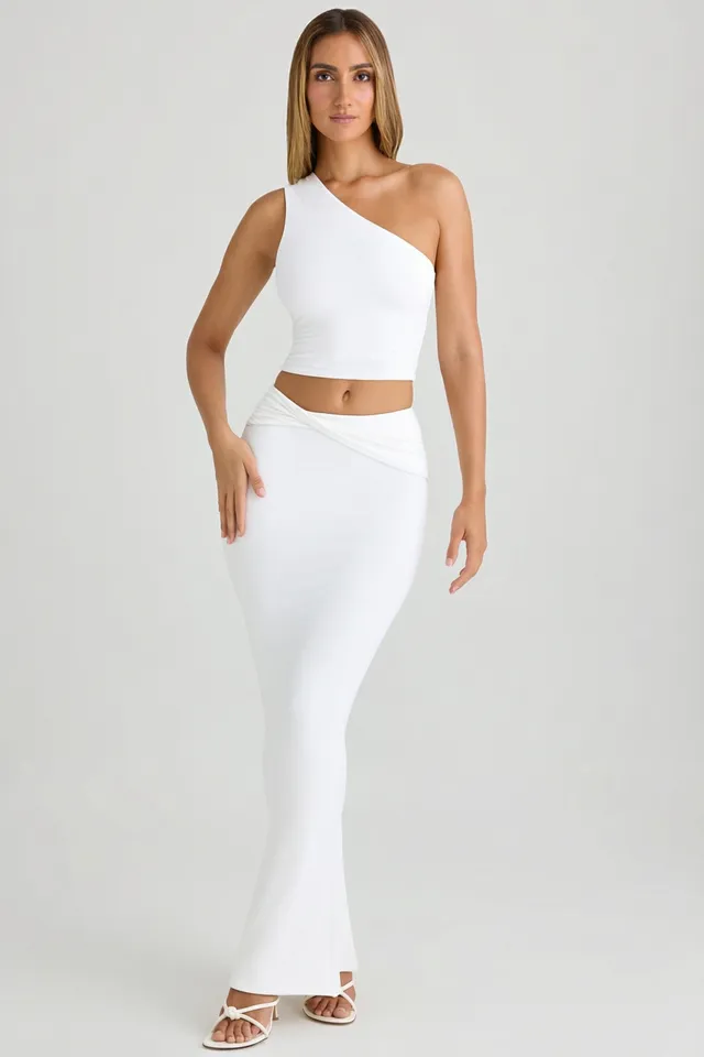 Oh Polly Lena jupe maxi blanche modal fendue