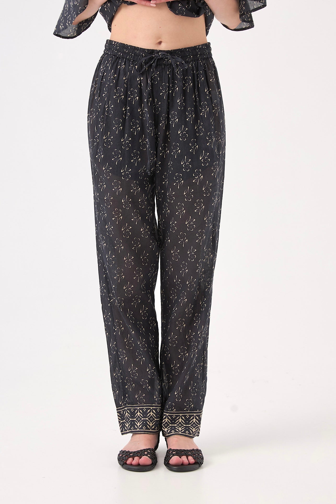 Chicosoleil Bernie pantalon fluide fleurs vagabondes 100% coton