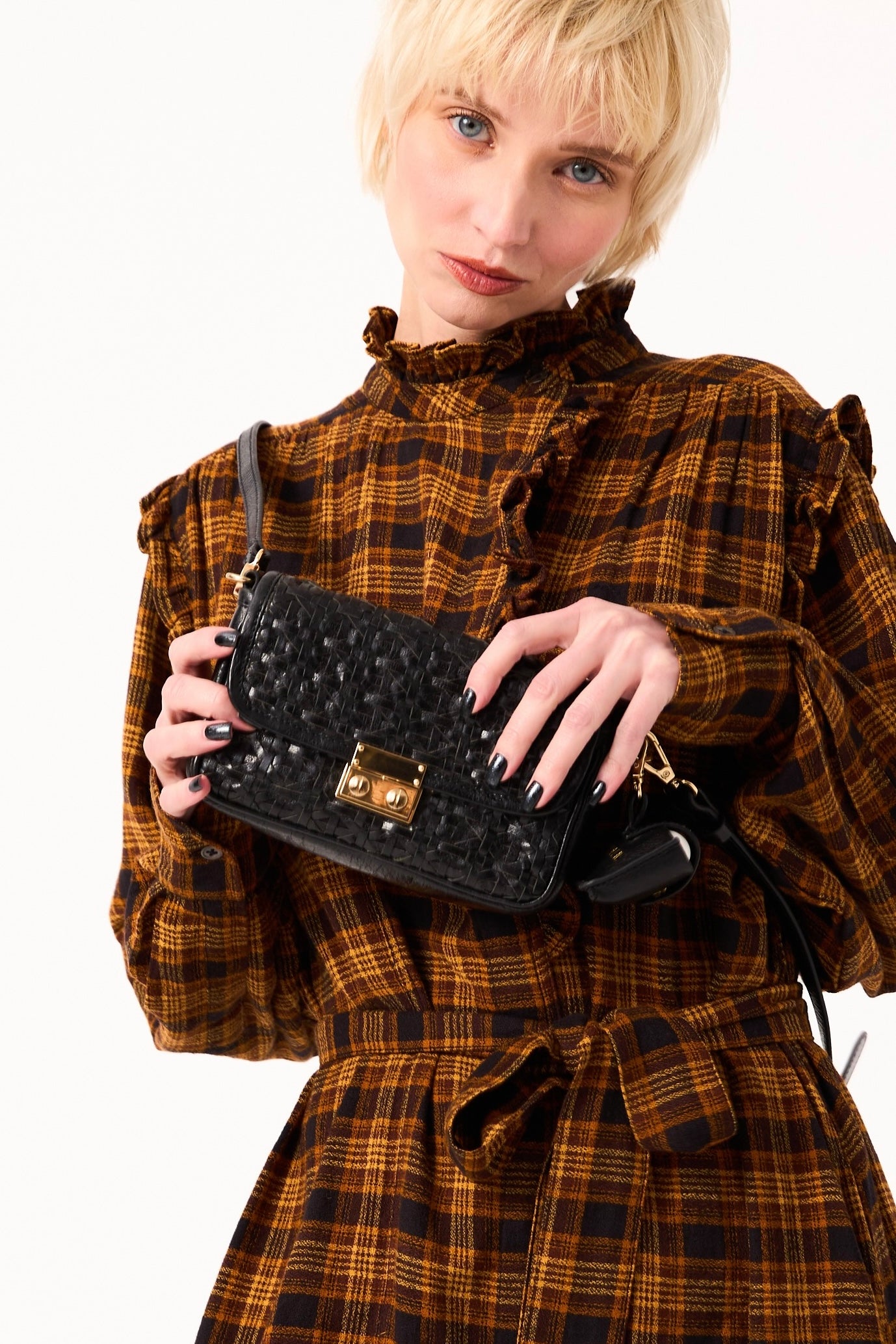 Chicosoleil Sacs Nolita sac bandoulière cuir noir tressé