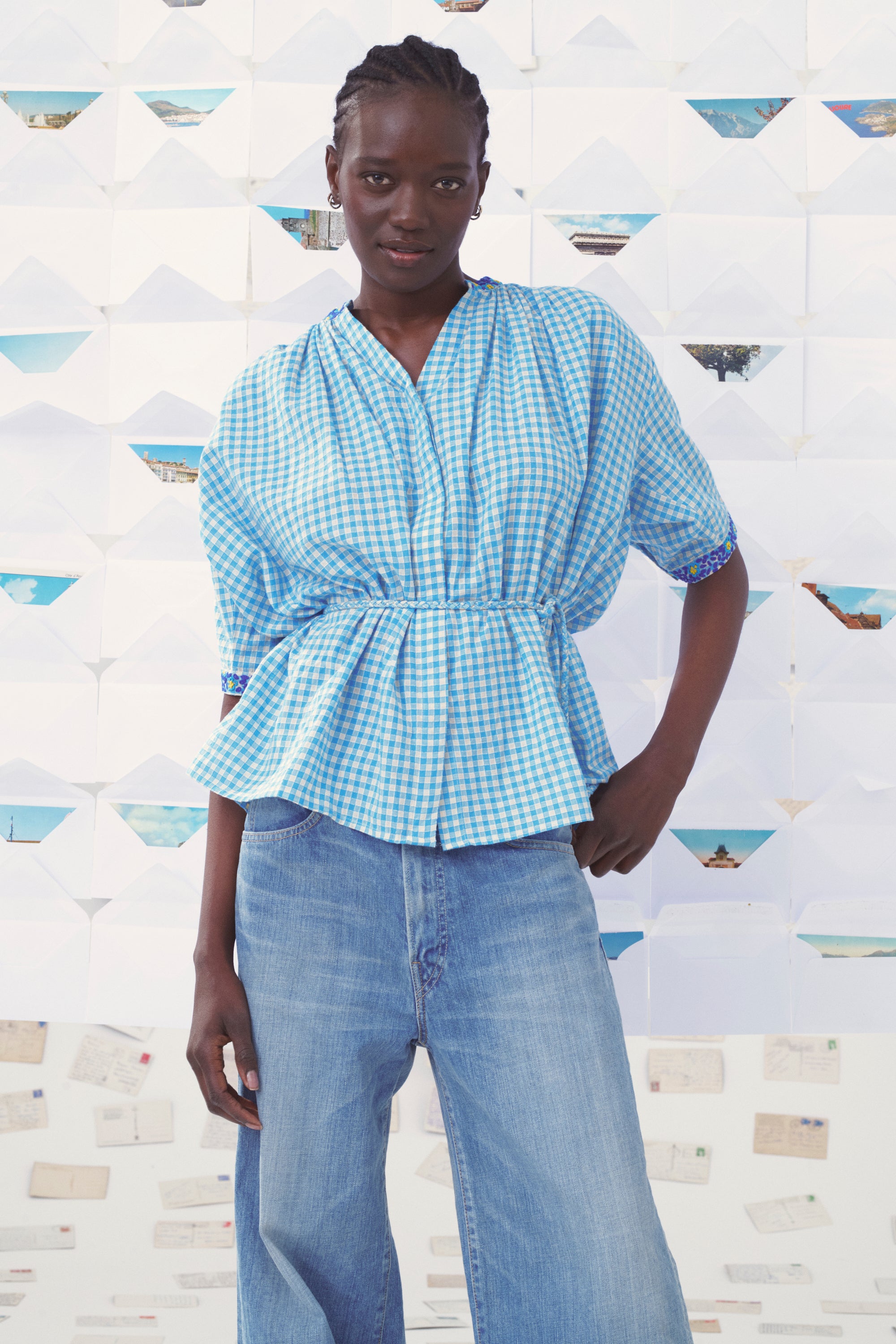 Mii carte postale blouse Artemis femme coton vichy