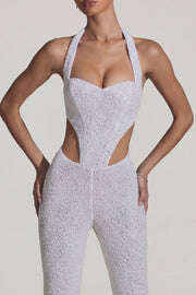 Oh Polly Embellished Coralena combinaison blanche perles