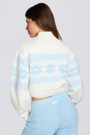 Oh Polly Knitwear BT1963 pull cropped ivoire jacquard laine