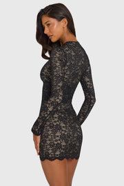 Oh Polly Dresses Zorra robe mini dentelle noire