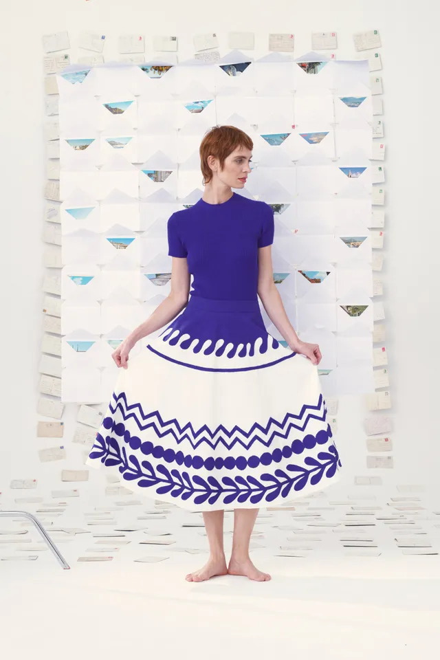 Mii Corfou Les Cyclades jupe coton blanc bleu XS-L