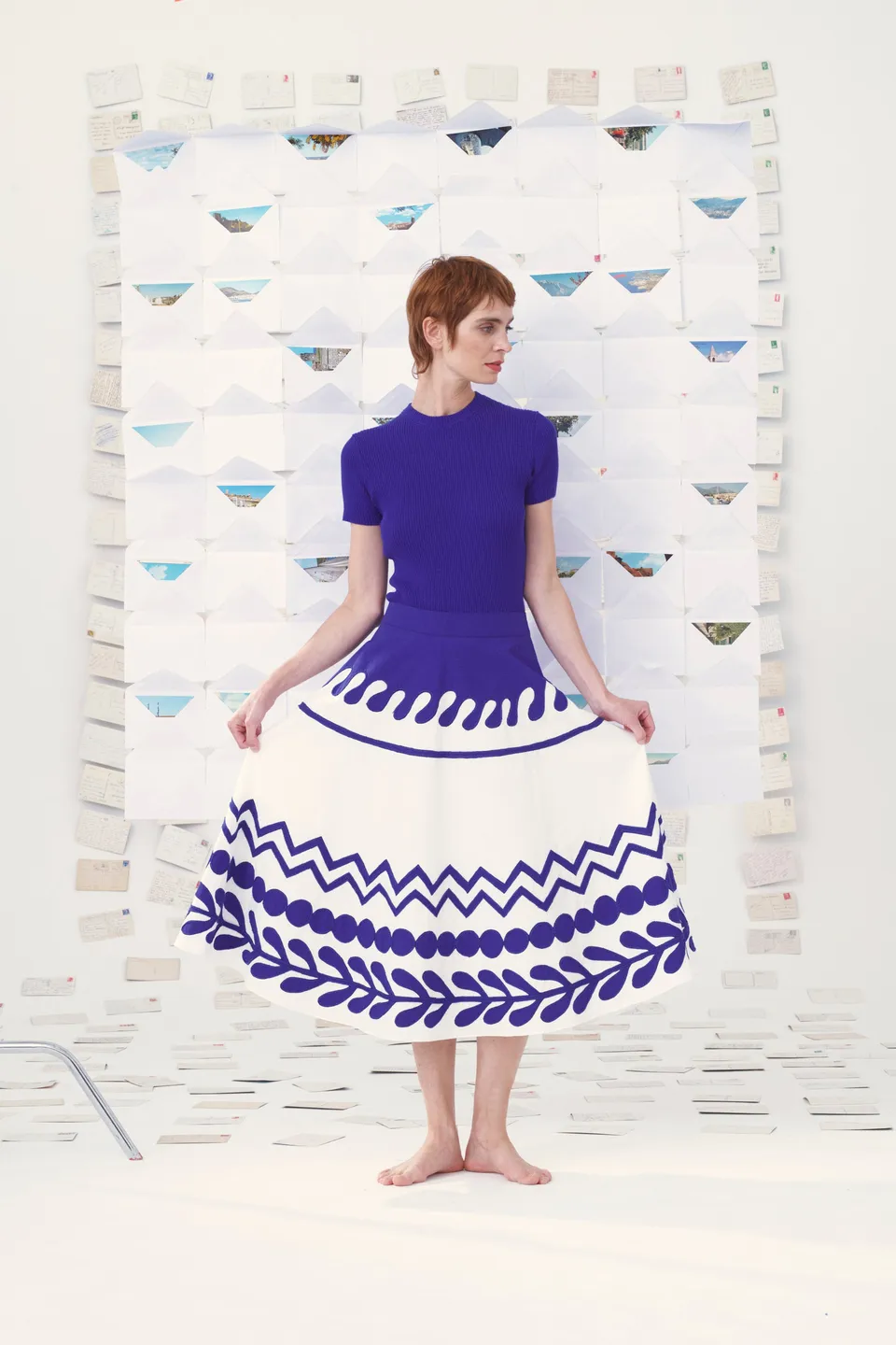 Mii Corfou Les Cyclades jupe coton blanc bleu XS-L