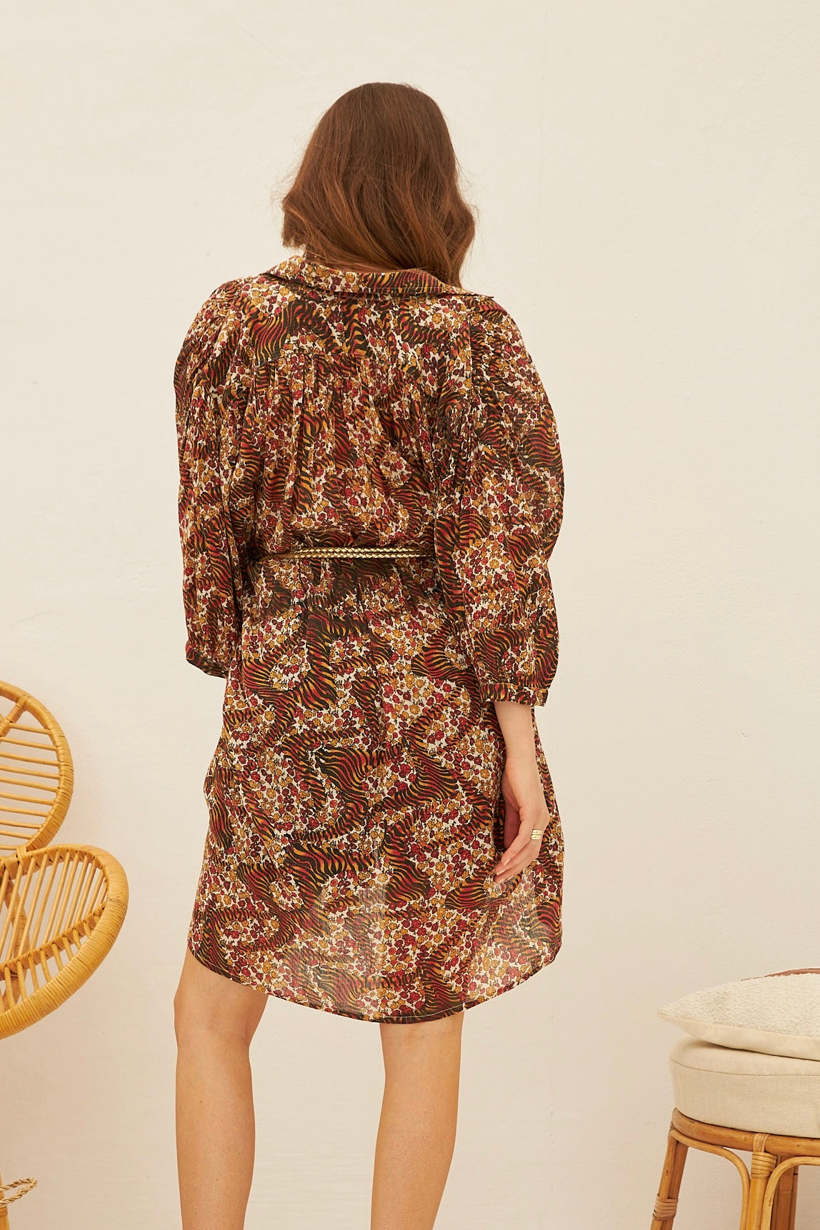 CHICOSOLEIL VEGA tunique gaze coton tiger roses S/M L/XL