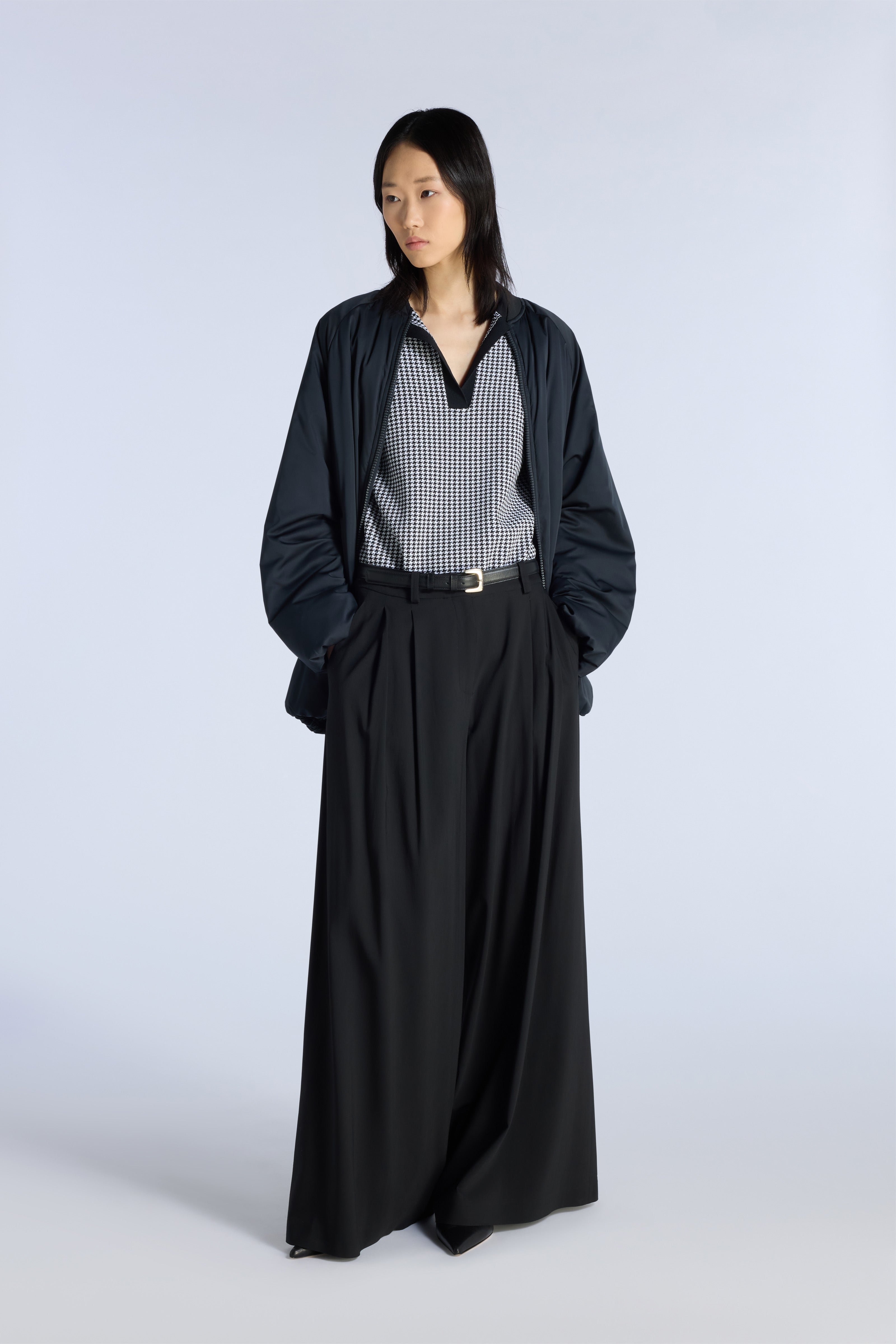Liviana Conti Sasha polo pied-de-poule noir viscose