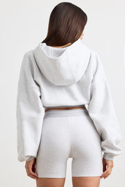 Oh Polly Pause BT1206 hoodie gris chiné coton court