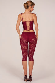 Oh Polly Annalisa pantalon dentelle rouge cerise capri 44 cm