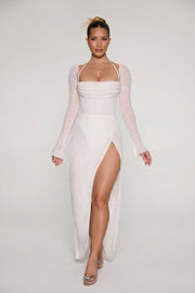 Oh Polly Champel 6139 robe maxi pearl perlée