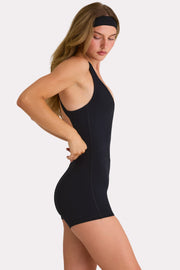 Oh Polly Bo+Tee Soft Active Unitard combishort noir col V