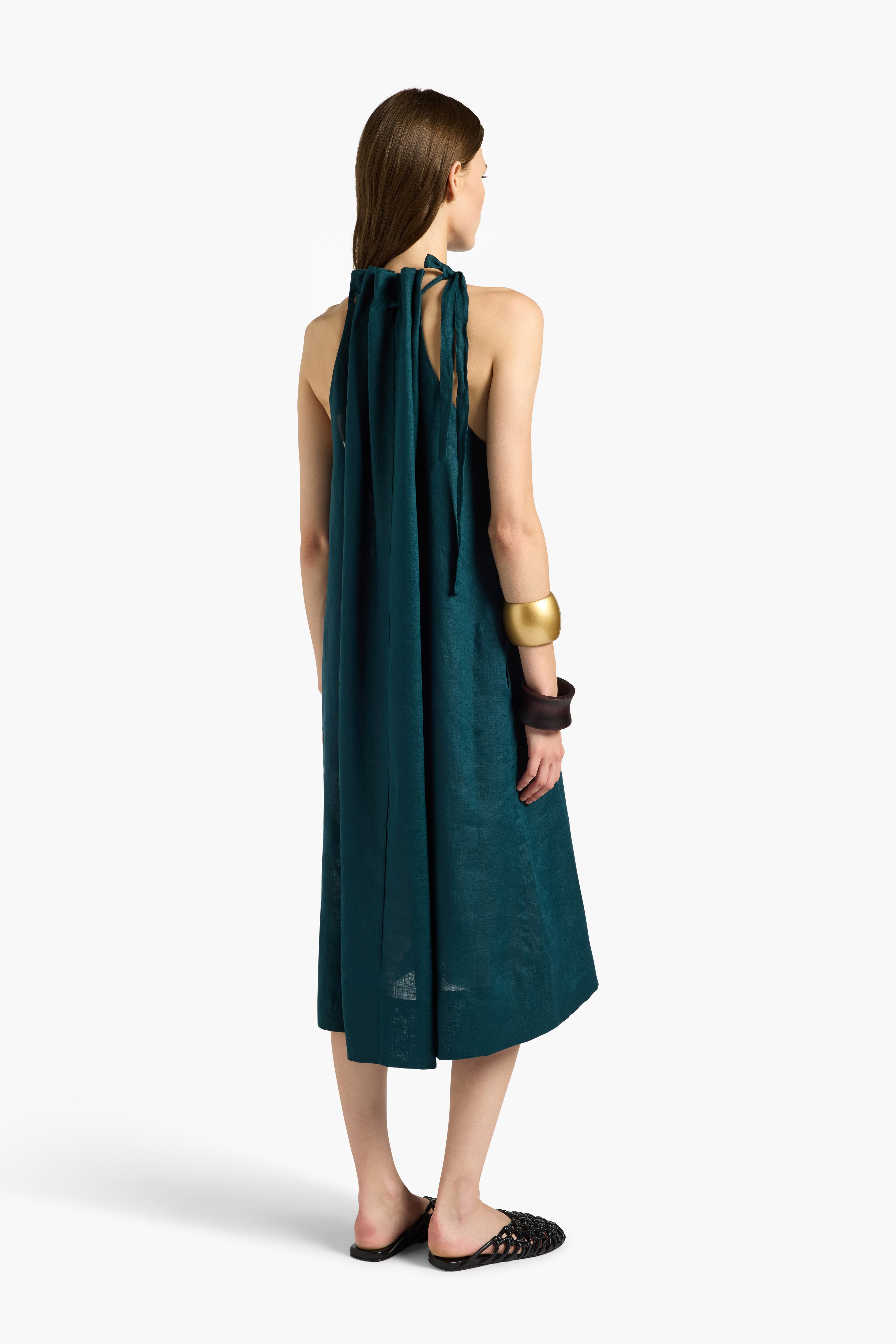 Liviana Conti Cora robe midi Eucalipto 100% lin