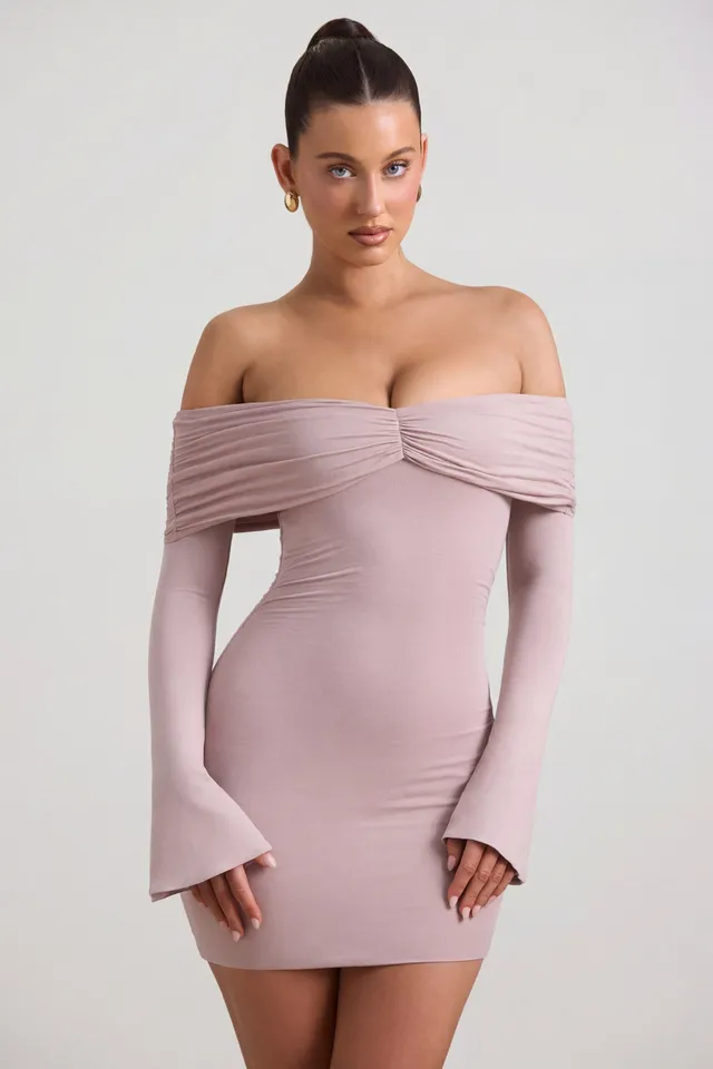 Oh Polly Thais robe mini moulante taupe modal cachemire