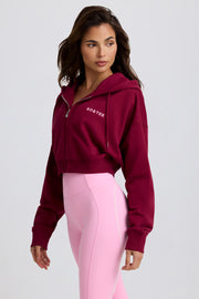 Oh Polly hoodie court zippé bordeaux coton cropped
