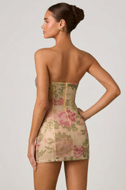 Oh Polly Robe mini bustier 13719 rose strass fleurs