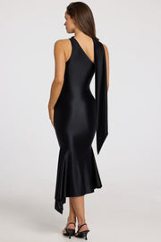 Oh Polly Shaya robe midaxi noire asymétrique foulard