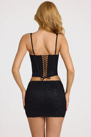 Oh Polly Jemara 14997 top corset dentelle noire lacé